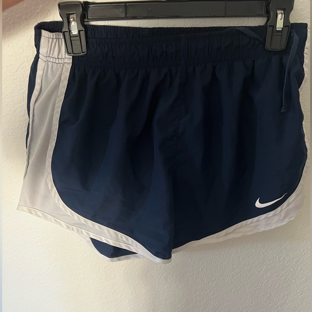 Nike Women's Dark Blue and White Athletic Shorts